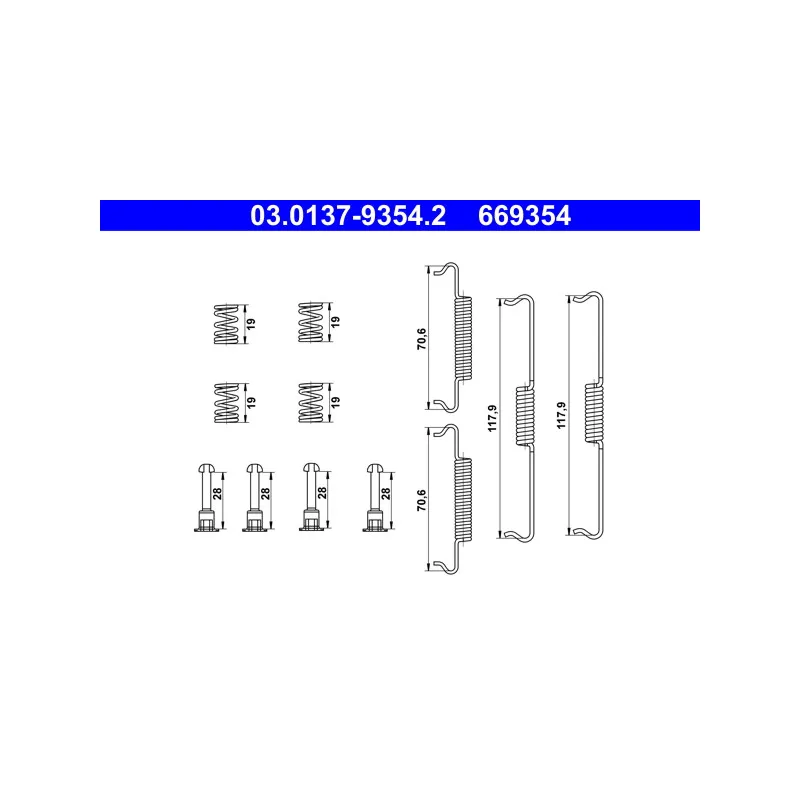 Kit d'accessoires, mâchoires de frein de stationnement ATE 03.0137-9354.2