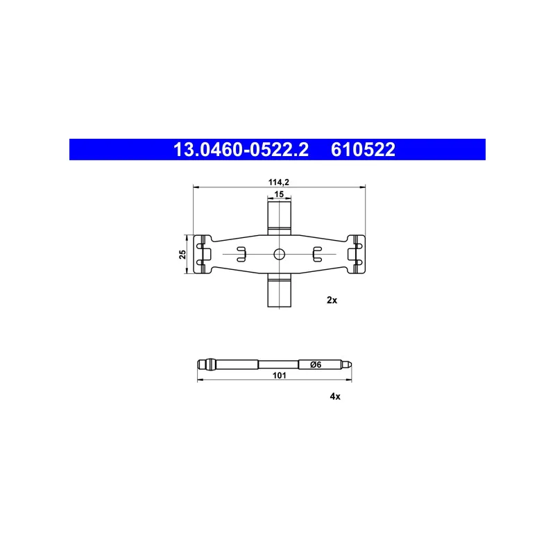 Kit d'accessoires, plaquette de frein à disque ATE 13.0460-0522.2