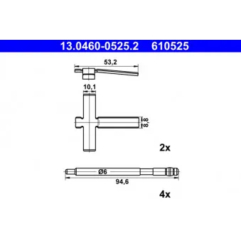 Kit d'accessoires, plaquette de frein à disque ATE 13.0460-0525.2