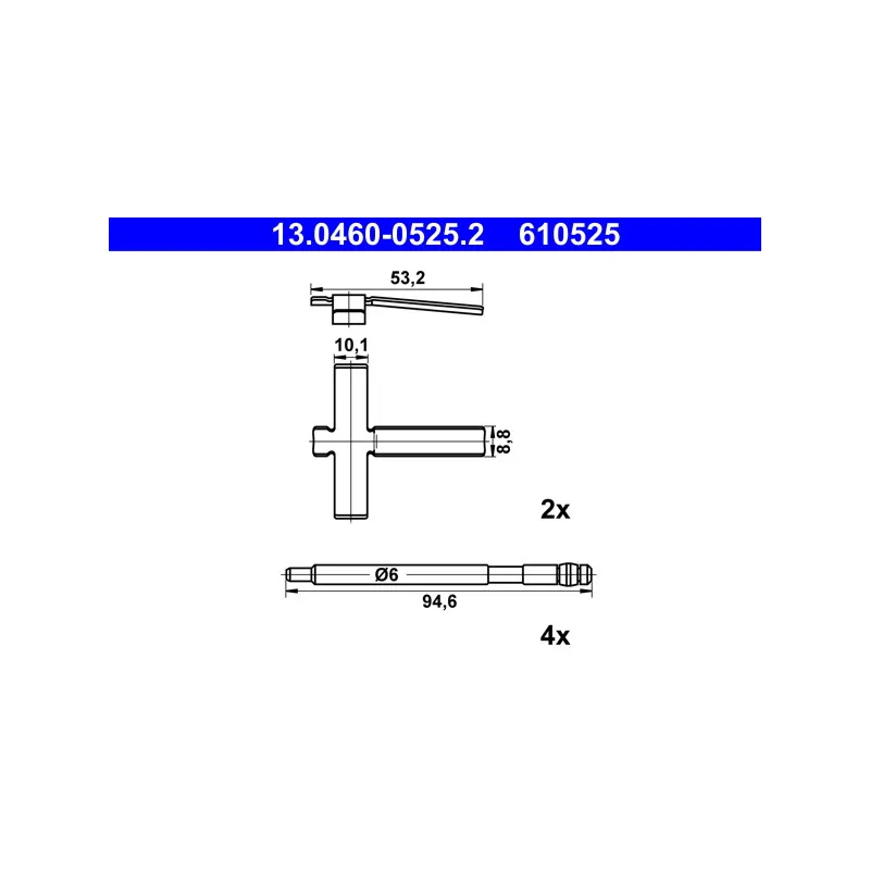 Kit d'accessoires, plaquette de frein à disque ATE 13.0460-0525.2