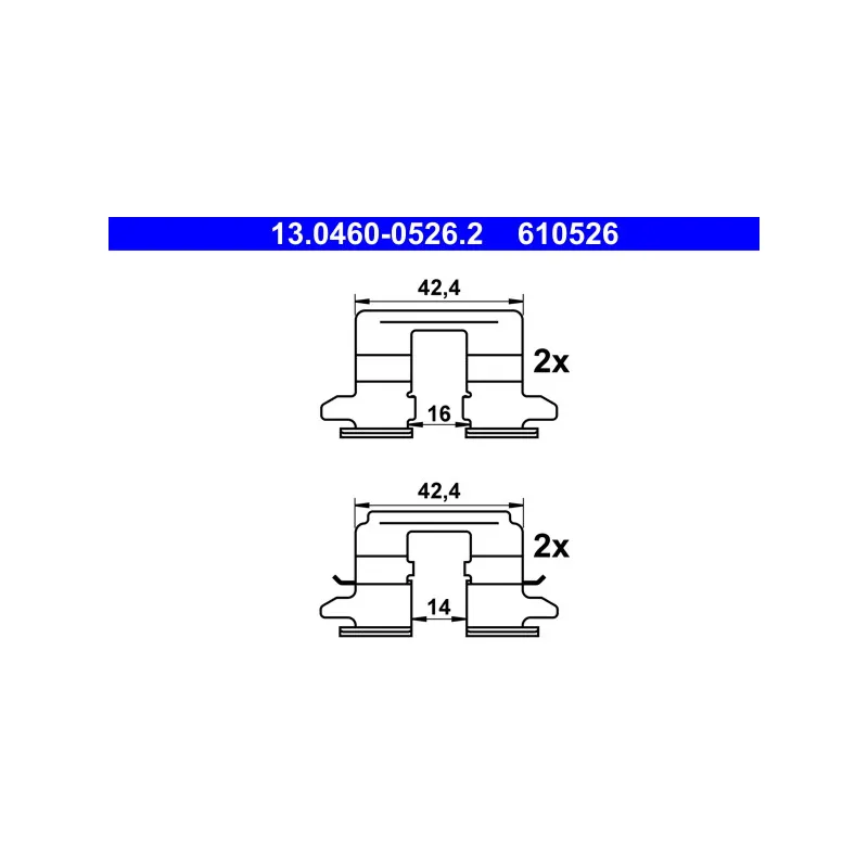 Kit d'accessoires, plaquette de frein à disque ATE 13.0460-0526.2