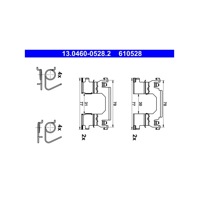 Kit d'accessoires, plaquette de frein à disque ATE 13.0460-0528.2