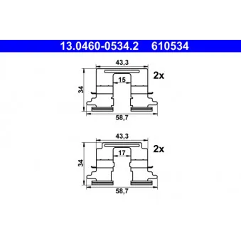 Kit d'accessoires, plaquette de frein à disque ATE 13.0460-0534.2