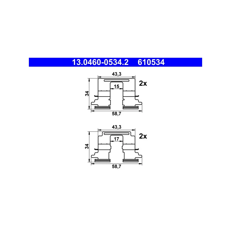 Kit d'accessoires, plaquette de frein à disque ATE 13.0460-0534.2