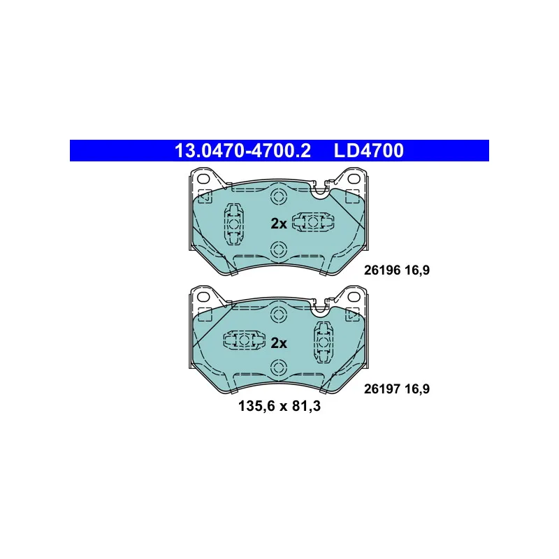 Jeu de 4 plaquettes de frein avant ATE 13.0470-4700.2