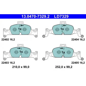 Jeu de 4 plaquettes de frein avant ATE 13.0470-7329.2