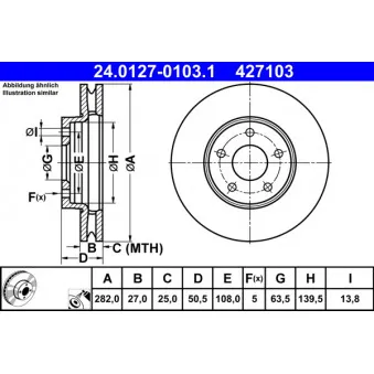Jeu de 2 disques de frein avant ATE 24.0127-0103.1