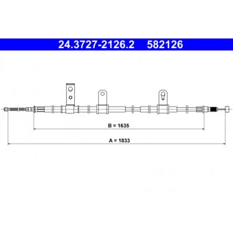 Tirette à câble, frein de stationnement ATE 24.3727-2126.2