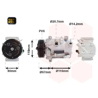 Compresseur, climatisation VAN WEZEL 0901K725