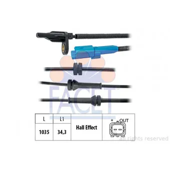 Capteur, vitesse de roue FACET 21.0220