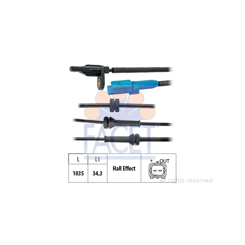 Capteur, vitesse de roue FACET 21.0220