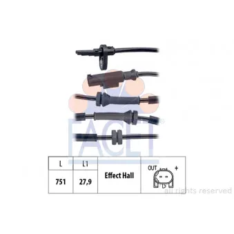 Capteur, vitesse de roue FACET 21.0226
