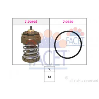 Thermostat, liquide de refroidissement FACET 7.7969