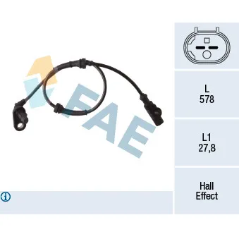 Capteur, vitesse de roue FAE 78276