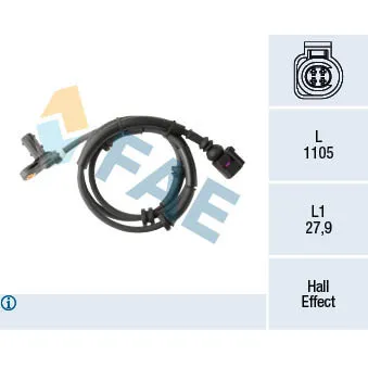 Capteur, vitesse de roue FAE 78294
