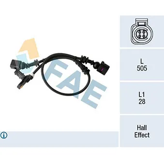 Capteur, vitesse de roue FAE 78296