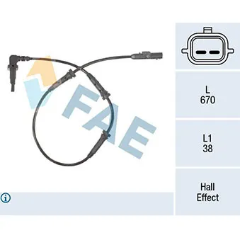 Capteur, vitesse de roue FAE 78314