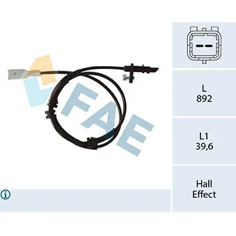 Capteur, vitesse de roue FAE 78321