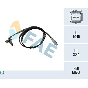 Capteur, vitesse de roue FAE 78326