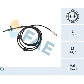 Capteur, vitesse de roue FAE 78364