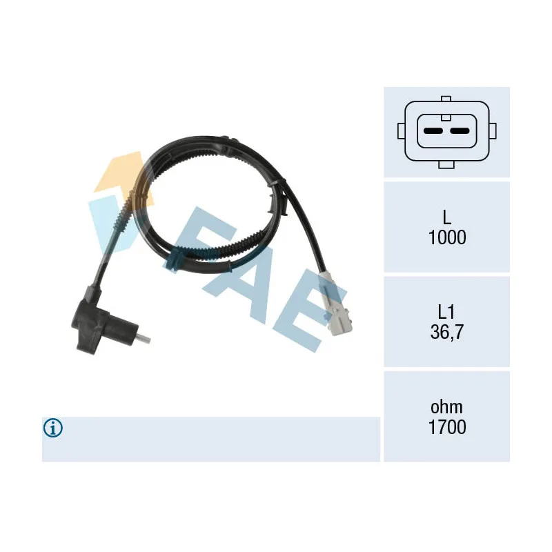Capteur, vitesse de roue FAE 78374