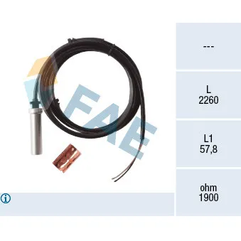 Capteur, vitesse de roue FAE 78398