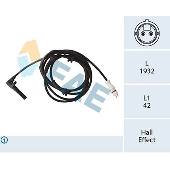Capteur, vitesse de roue FAE 78428