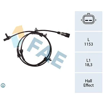 Capteur, vitesse de roue FAE 78435