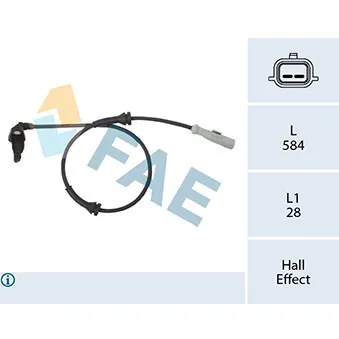 Capteur, vitesse de roue FAE 78442