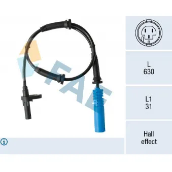 Capteur, vitesse de roue FAE 78455