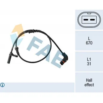 Capteur, vitesse de roue FAE 78467