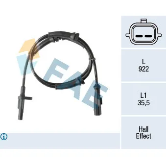 Capteur, vitesse de roue FAE 78513