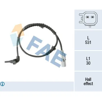 Capteur, vitesse de roue FAE 78520