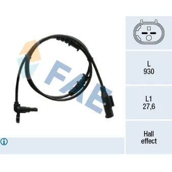 Capteur, vitesse de roue FAE 78525