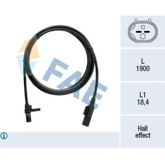 Capteur, vitesse de roue FAE 78526