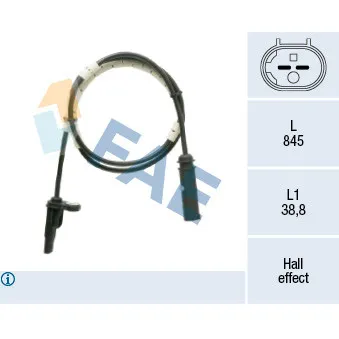 Capteur, vitesse de roue FAE 78528