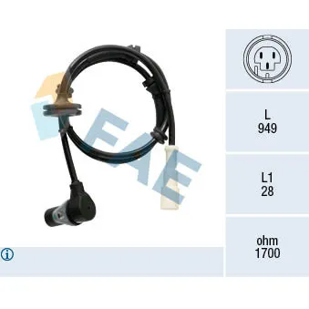 Capteur, vitesse de roue avant gauche FAE 78534