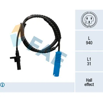 Capteur, vitesse de roue FAE 78536