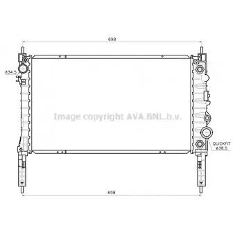 Radiateur, refroidissement du moteur AVA QUALITY COOLING OL2747