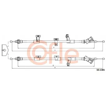 Tirette à câble, frein de stationnement COFLE 92.10.5381
