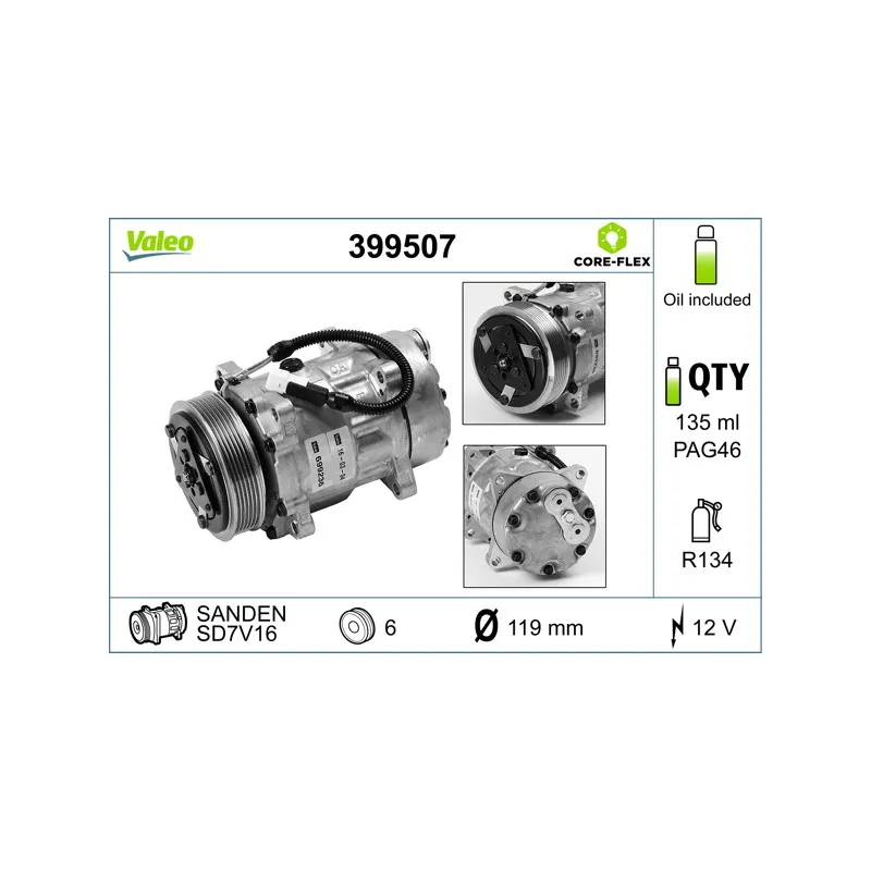 Compresseur, climatisation VALEO 399507