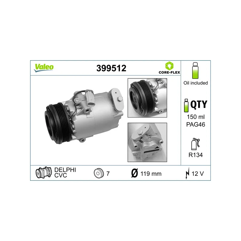Compresseur, climatisation VALEO 399512