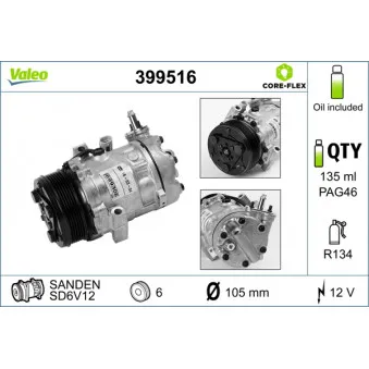 Compresseur, climatisation VALEO 399516