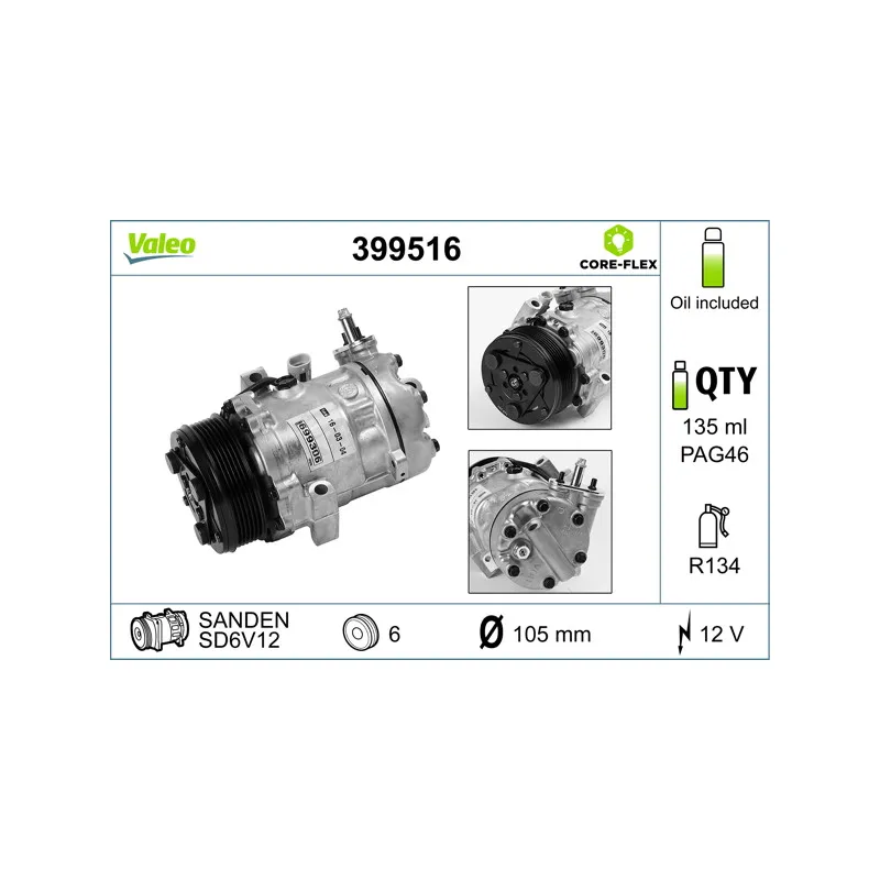 Compresseur, climatisation VALEO 399516