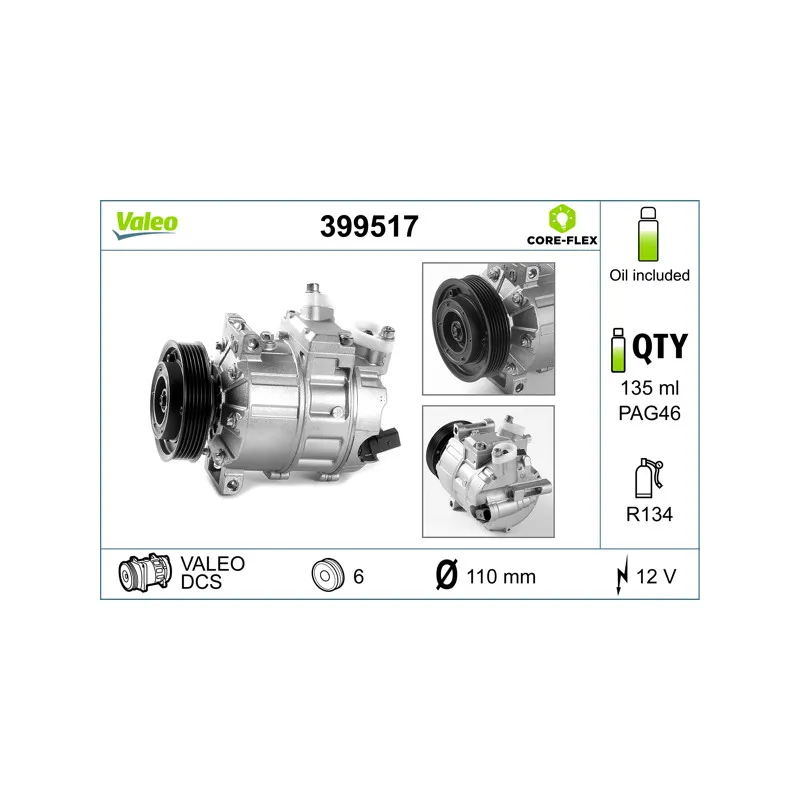Compresseur, climatisation VALEO 399517