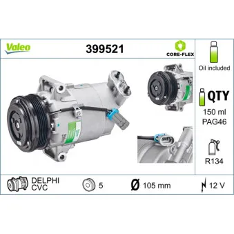 Compresseur, climatisation VALEO 399521