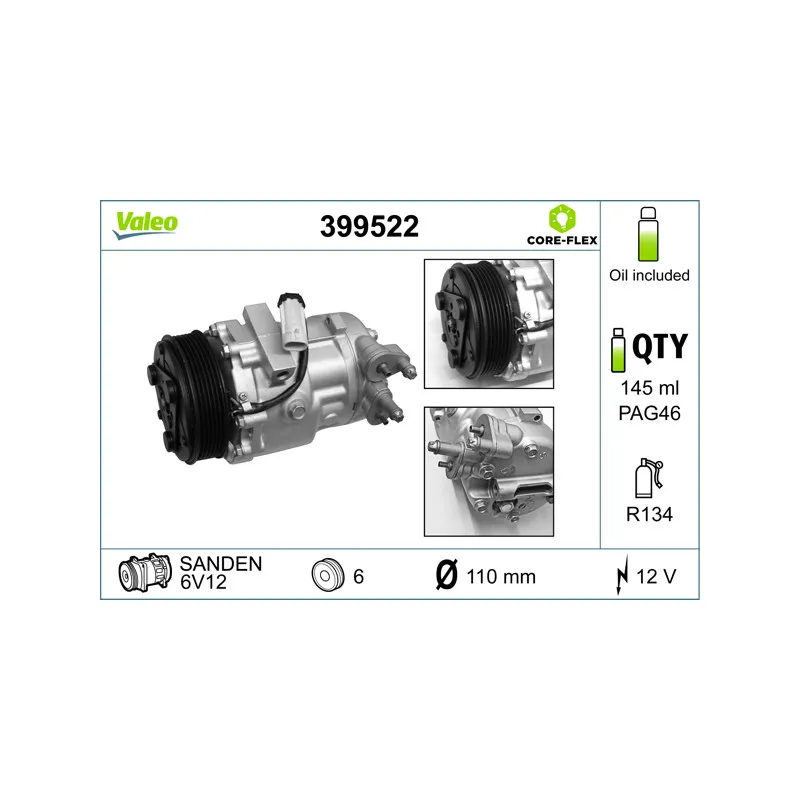 Compresseur, climatisation VALEO 399522