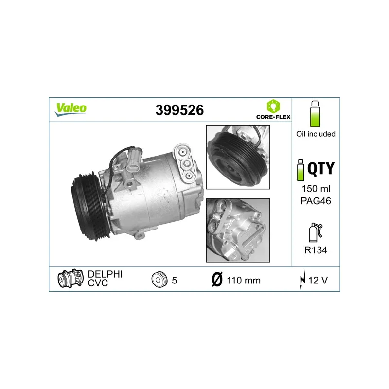 Compresseur, climatisation VALEO 399526