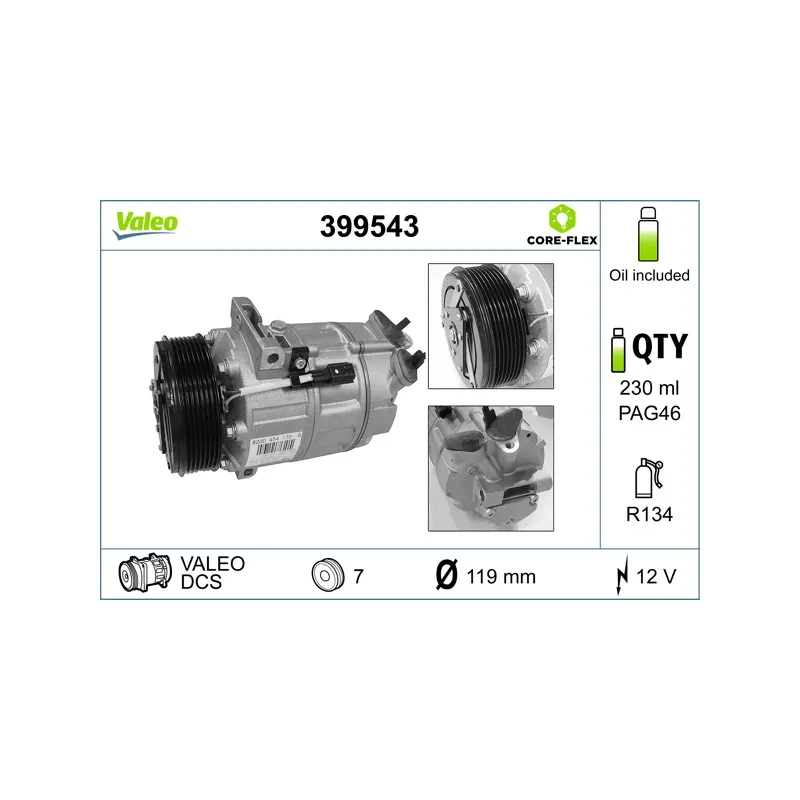 Compresseur, climatisation VALEO 399543