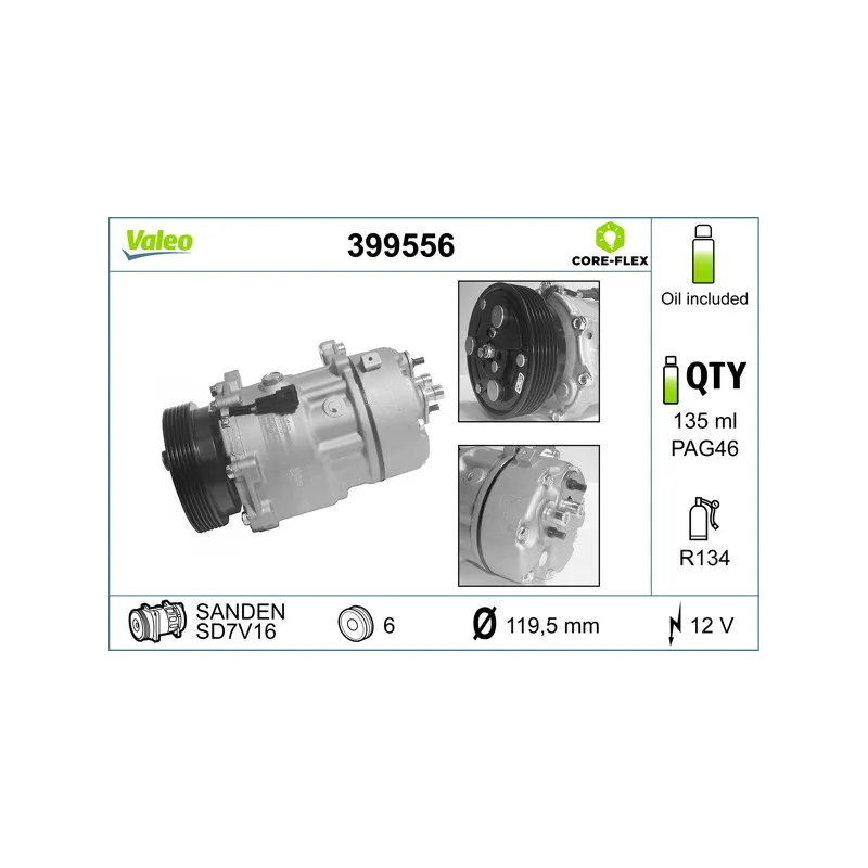 Compresseur, climatisation VALEO 399556